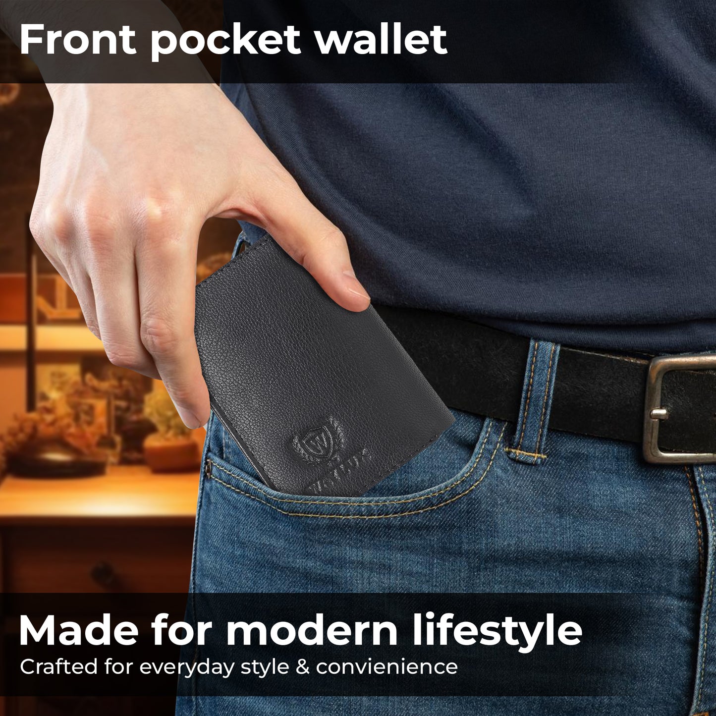 Waylux Genuine leather Tri-fold Wallet - RFID Protected I Pop up card holder