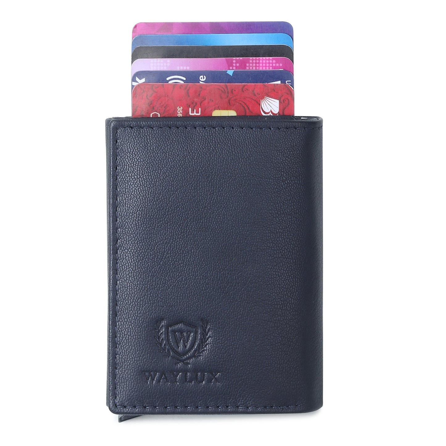 Waylux Genuine leather Tri-fold Wallet - RFID Protected I Pop up card holder