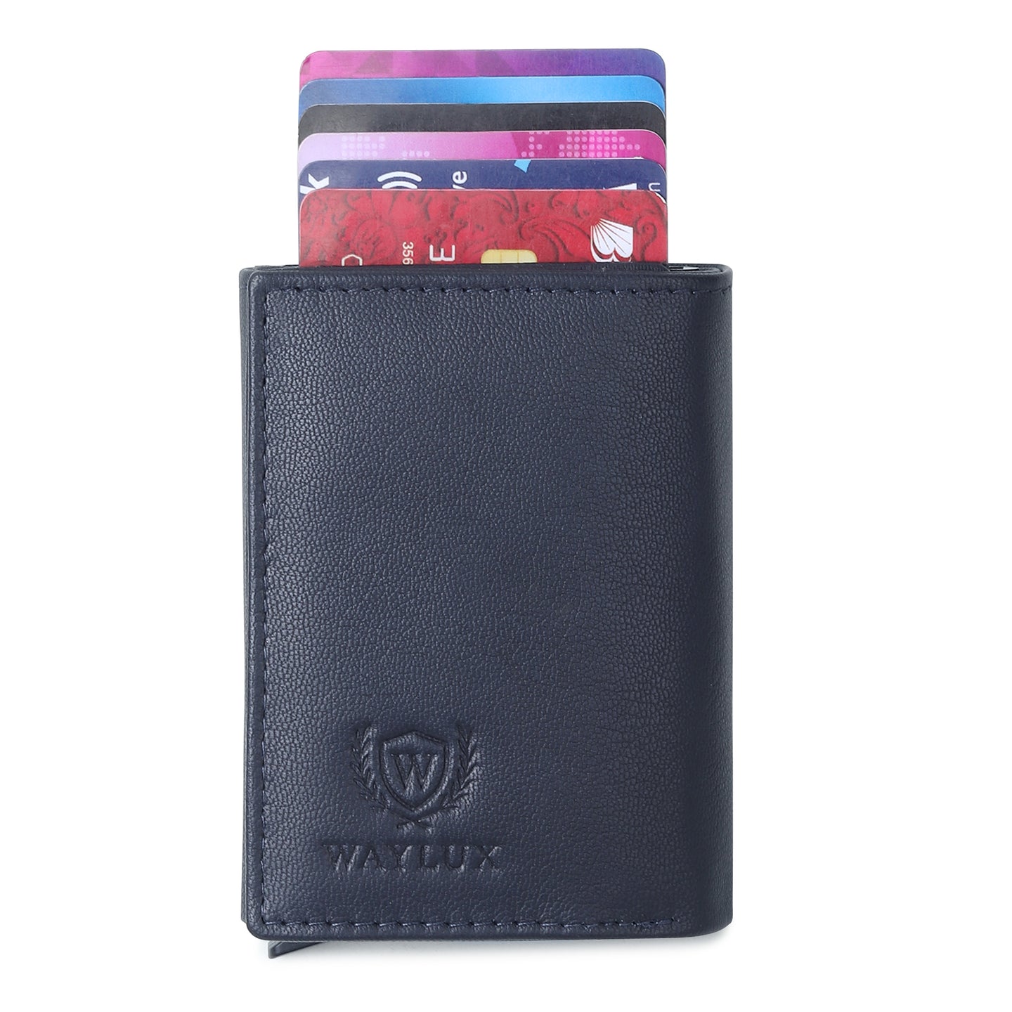 Waylux Genuine leather Tri-fold Wallet - RFID Protected I Pop up card holder