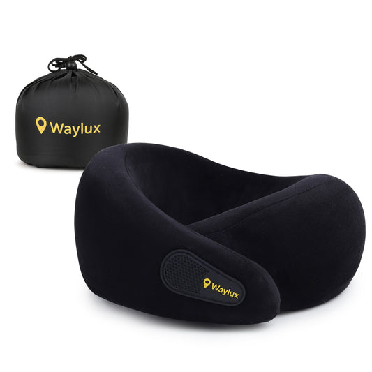 Waylux Travel Neck Pillow, 100% Memory Foam I Lightweight Neck Support Pillow