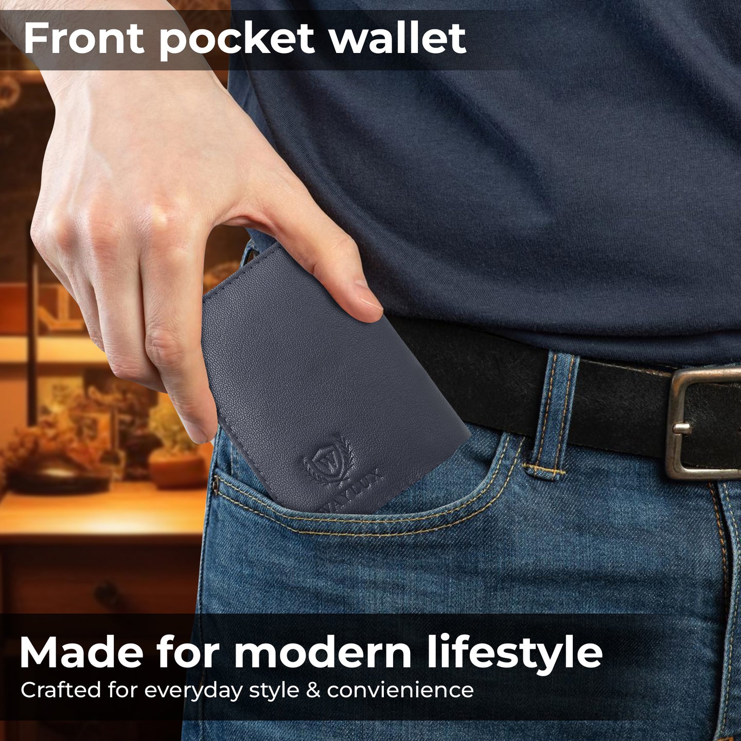 Waylux Genuine leather Tri-fold Wallet - RFID Protected I Pop up card holder