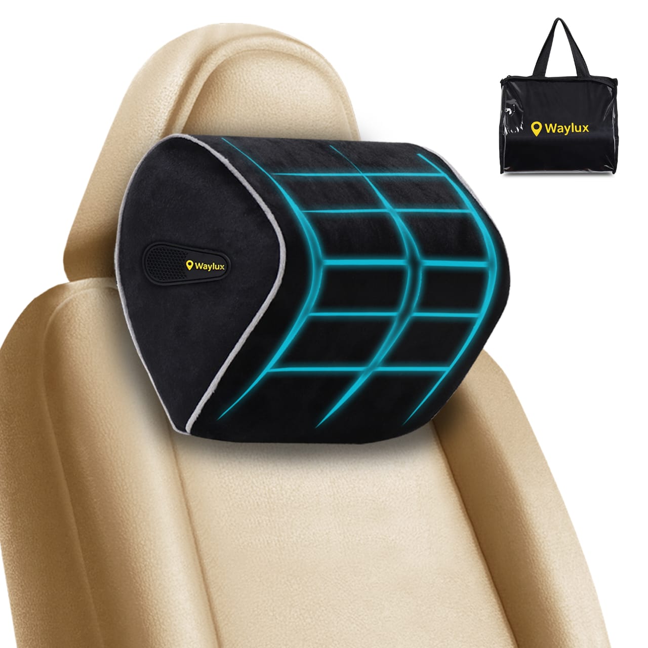 Waylux Car Neck Rest Pillow for Driving – Memory Foam Ergonomic Headrest Support