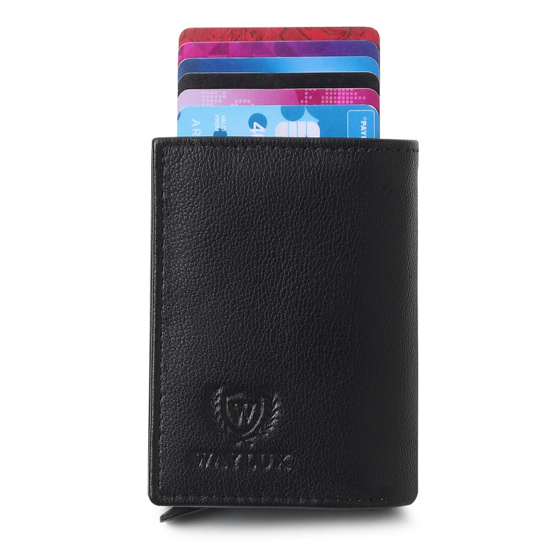 Waylux Genuine leather Tri-fold Wallet - RFID Protected I Pop up card holder