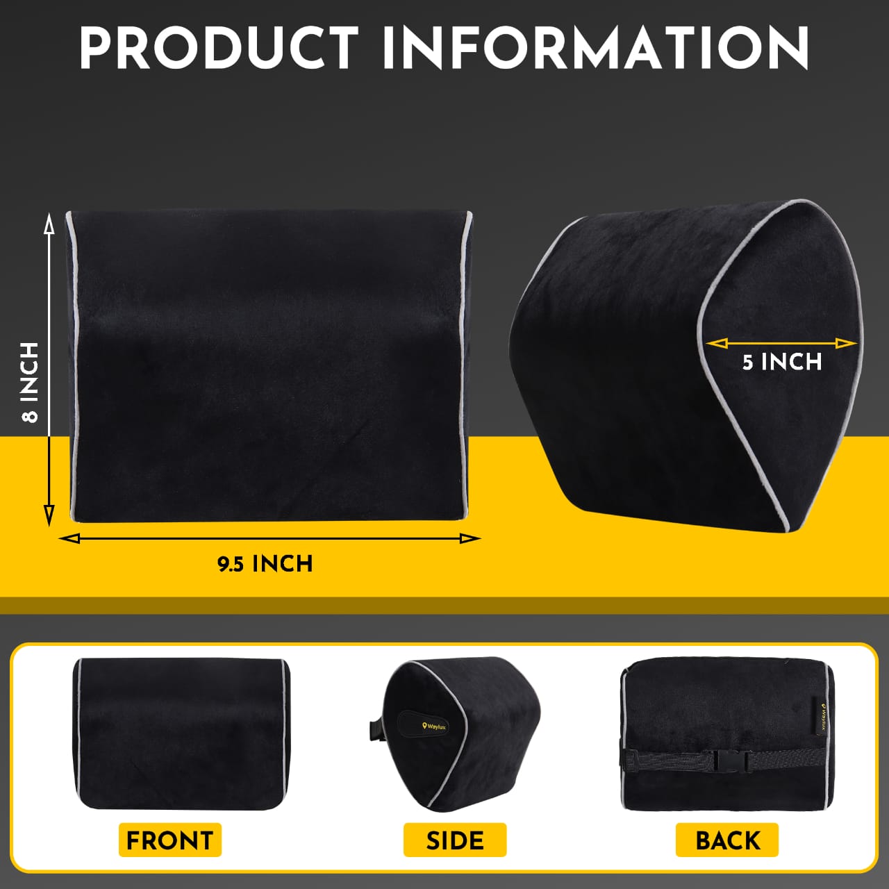 Waylux Car Neck Rest Pillow for Driving – Memory Foam Ergonomic Headrest Support